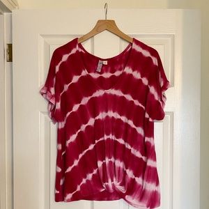 Francescas’s Collections Fuchsia Tie Dye Twist Tee